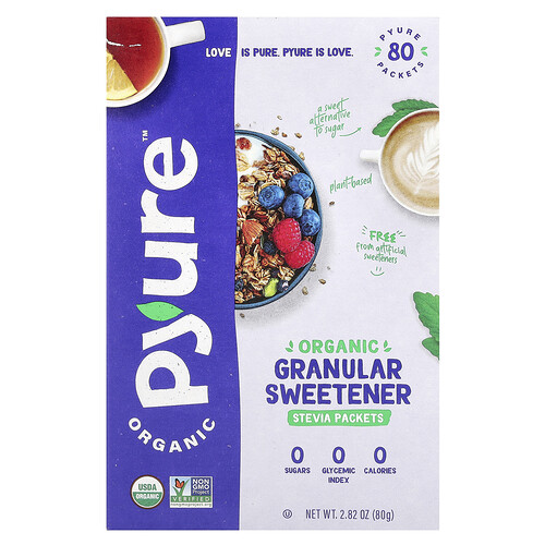 Pyure Organic Granular Sweetener, Stevia, 80 Packets, 0.035 oz (1 g) Each