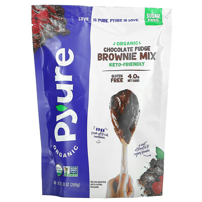 Pyure Organic Chocolate Fudge Brownie Mix Gluten-Free Keto 0 Sugar 10 oz (288 g)