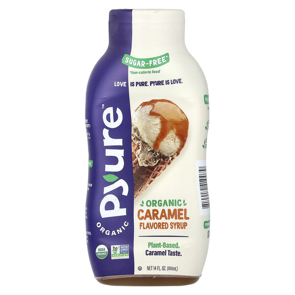 Pyure Organic Caramel Flavored Syrup, Sugar-Free, 14 fl oz (414 ml)