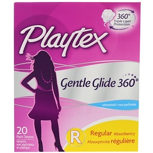 Playtex, Нежное скольжение 360, Regular, без запаха, 20 тампонов