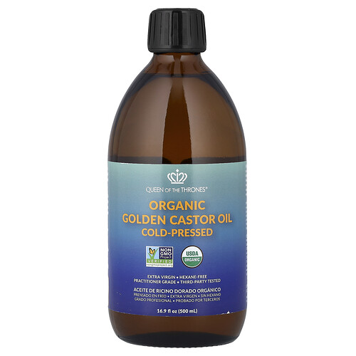 Queen Of The Thrones Organic Golden Castor Oil, Cold-Pressed, 16.9 fl oz (500 ml)