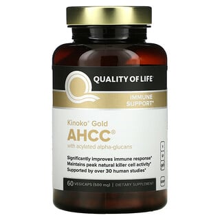 Quality of Life Labs, AHCC Kinoko Gold con alfa-glucanos acilados, 60 cápsulas vegetales