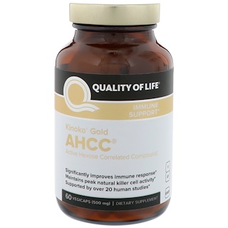 Quality of Life Labs, Kinoko Gold AHCC, Immune Support, 500 mg, 60 Vegicaps