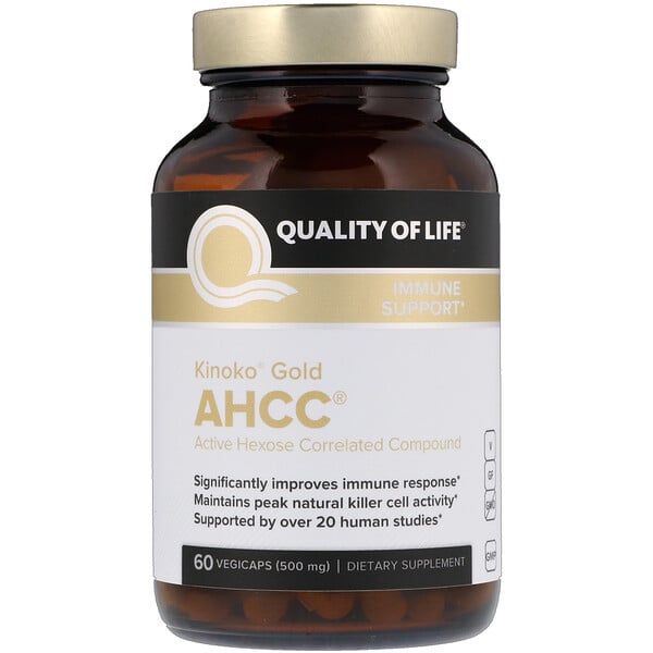 Quality of Life Labs, Kinoko Gold AHCC, Immune Support, 500 mg, 60 Vegicaps