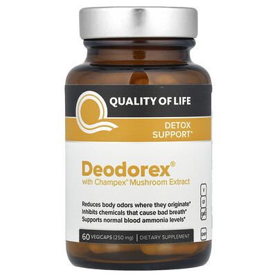 Quality of Life  Deodorex® with Champex® Mushroom Extract  500 mg  60 Vegicaps (250 mg per Capsule)