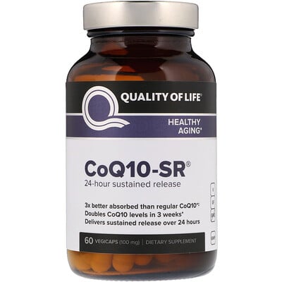 Quality of Life Labs Коэнзим Q10 с замедленным высвобождением, 100 мг, 60 капсул в растительной оболочке