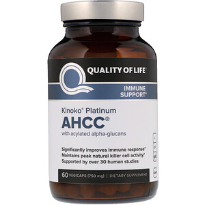Отзывы о Куалити оф Лайф Лэбс, Kinoko Platinum AHCC, 750 mg, 60 Vegicaps