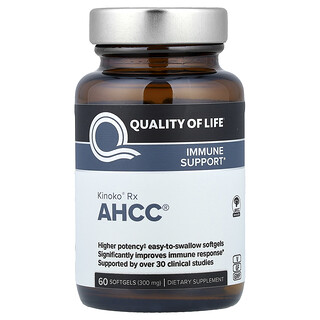 Quality of Life, Kinoko® Rx, AHCC®, 60 capsules à enveloppe molle (300 mg pièce)