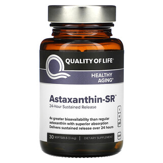 Quality of Life Labs, Astaxanthin-SR, замедленное высвобождение в течение 24 часов, 3 мг, 30 мягких таблеток