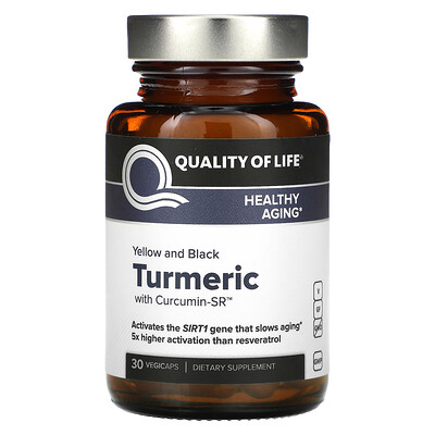 Quality of Life Labs Yellow And Black Turmeric With Curcumin-SR, 30 Vegicaps