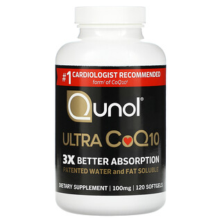 Qunol, إنزيم مساعد CoQ10 فائق، 100 مغ، 120 كبسولة جيلاتينية