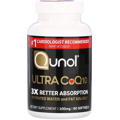 Qunol Мега CoQ10 Убихинол, 100 мг, 60 капсул
