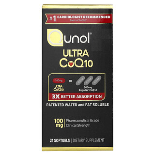 Qunol, Ultra CoQ10, 100 mg, 21 Cápsulas Softgel