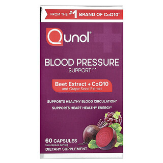 Qunol, Blood Pressure Support, Beets Extract + CoQ10 and Grape Seed Extract, 60 Capsules
