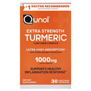 Qunol, Kunyit, 30 Kapsul Vegetarian (500 mg setiap Kapsul)