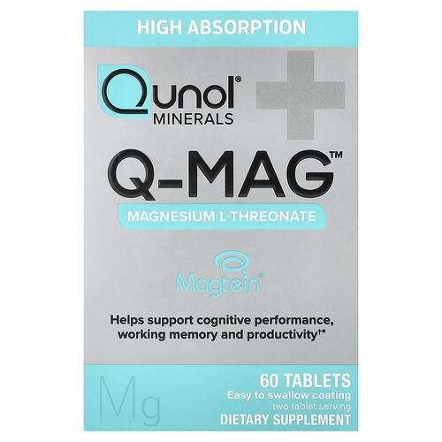 Qunol, Q-MAG™, Magnesium L-Threonate, 60 Tablets (72 mg per Tablet)