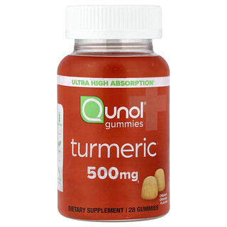 Qunol, Gomitas de cúrcuma, Naranja cremosa, 28 gomitas (250 mg por gomita)