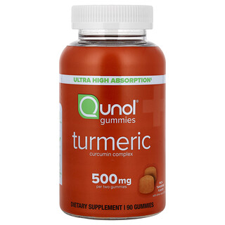 Qunol, Turmeric Gummies, Rich Tangerine, 90 Gummies (250 mg per Gummy)