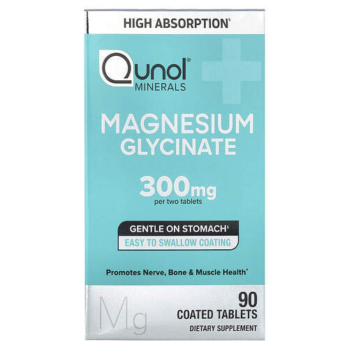 Qunol Magnesium Glycinate, 90 Coated Tablets (150 mg per Tablet)