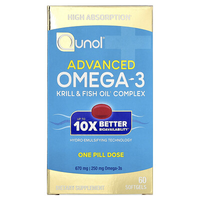 Qunol, Omega-3 avanzado, 60 cápsulas blandas