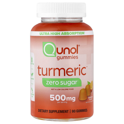 Qunol Turmeric Gummies, Tangerine, Zero Sugar, 90 Gummies (250 mg per Gummy)