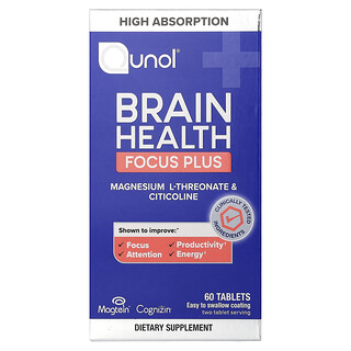 Qunol, Brain Health, Focus Plus, 60 таблеток