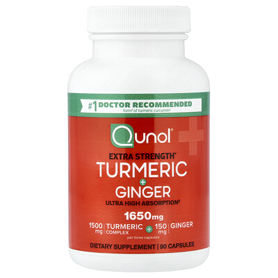 Qunol, Cúrcuma y jengibre, 90 cápsulas