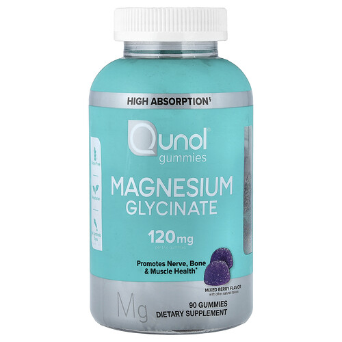 Qunol Magnesium Glycinate Gummies, Mixed Berry, 90 Gummies (60 mg per Gummy)