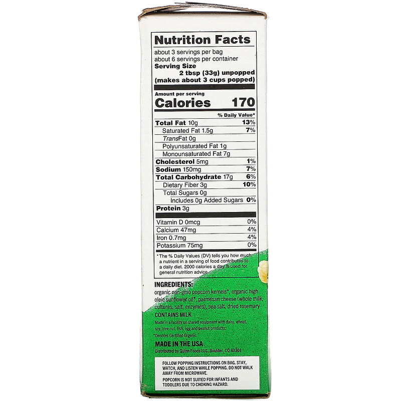 Quinn Popcorn, Microwave Popcorn, Parmesan & Rosemary, 2 Bags, 3.5 oz