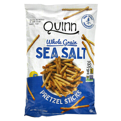 Quinn Popcorn Pretzel Sticks, Whole Grain, Sea Salt, 7 oz (198 g)