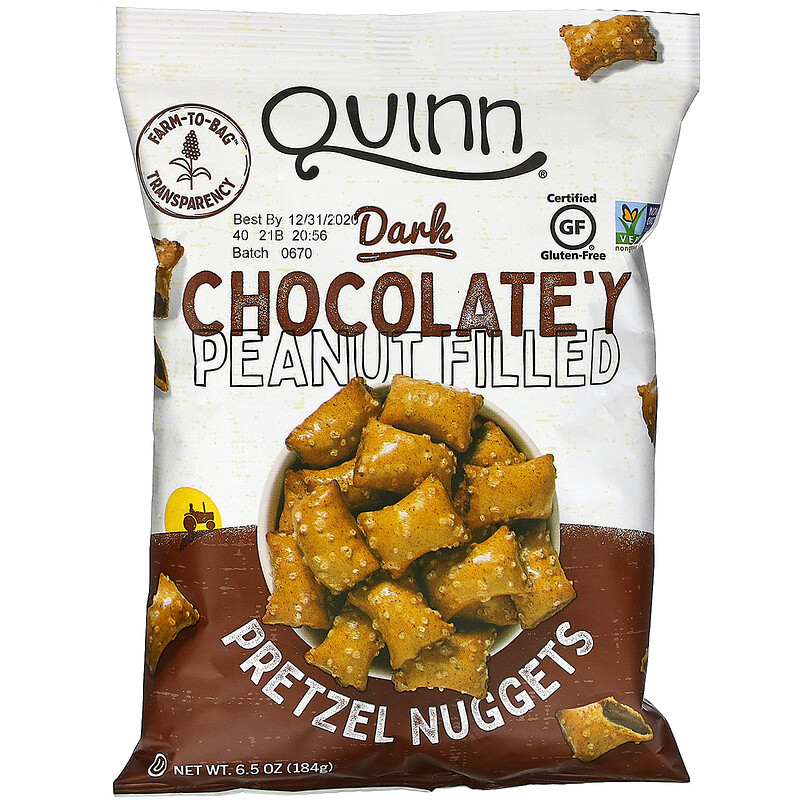 Quinn Popcorn, Pretzel Nuggets, Dark Chocolate'y Peanut Filled, 6.5 oz