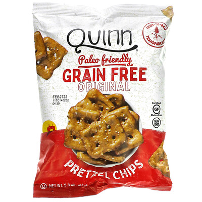Quinn Popcorn Pretzel Chips, Grain Fee, Original, 5.5 oz (156 g)