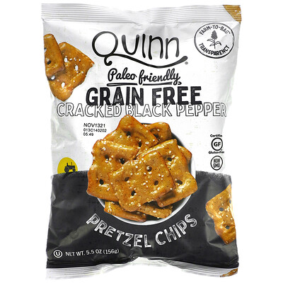 Quinn Popcorn Pretzel Chips, Grain Free, Cracked Black Pepper, 5.5 oz (156 g)