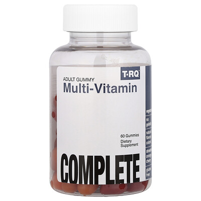 T-RQ, Gomitas para adultos, Suplemento multivitamínico, Completo, Fresa, naranja y cereza, 60 gomitas