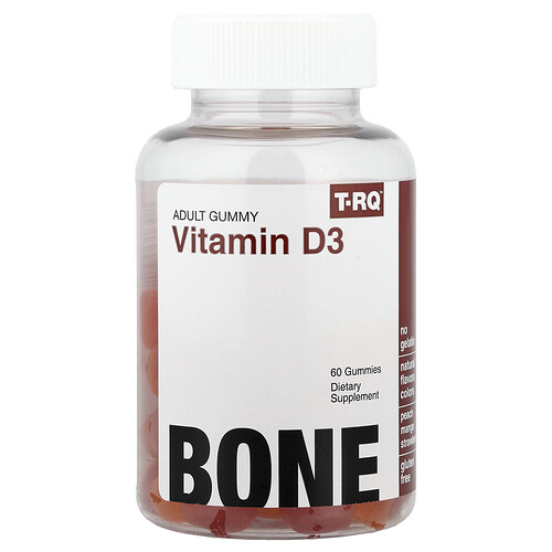 T-rq Adult Gummy, Vitamin D3, Peach, Mango, Strawberry, 60 Gummies (25 mcg per Gummy)