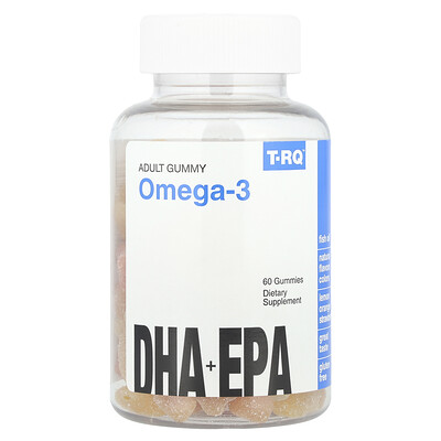 T-RQ Adult Gummy Omega-3 DHA + EPA Lemon Orange Strawberry 60 Gummies