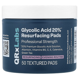 QRxLabs, Glykolsyra 20% återställande pads, 50 texturerade pads