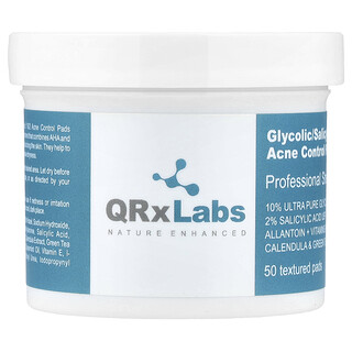 QRxLabs, Glykolsyra/salicylsyra 10/2 aknekontrollpads, 50 texturerade pads