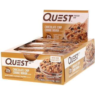 Quest Nutrition, プロテインバー、チョコレートチップ・クッキー生地、12枚、各2.12 oz (60 g)