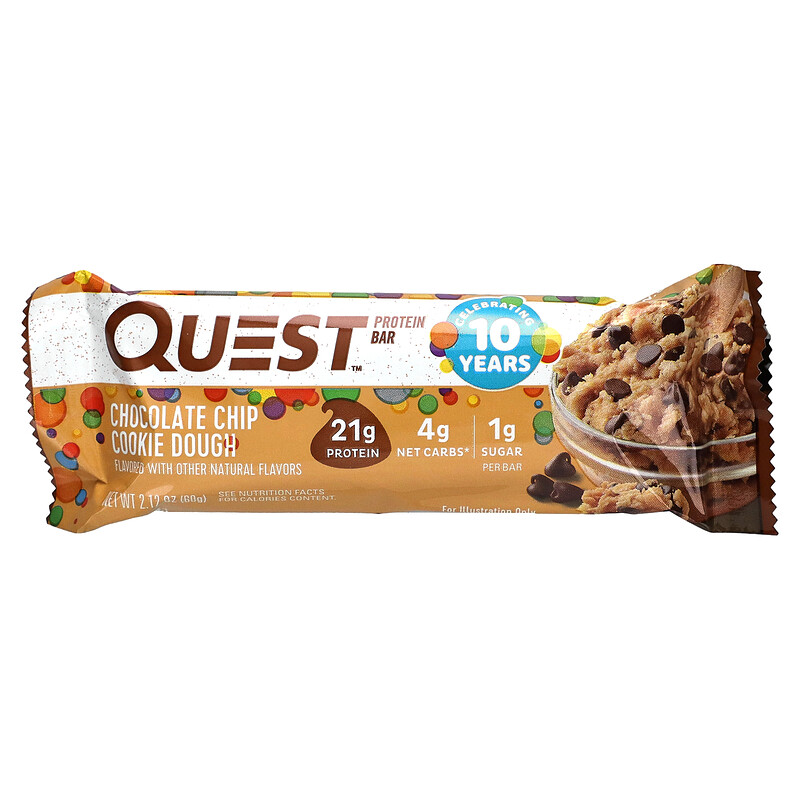 Quest Nutrition, Protein Bar, Chocolate Chip Cookie Dough, 12 Bars, 2. ...