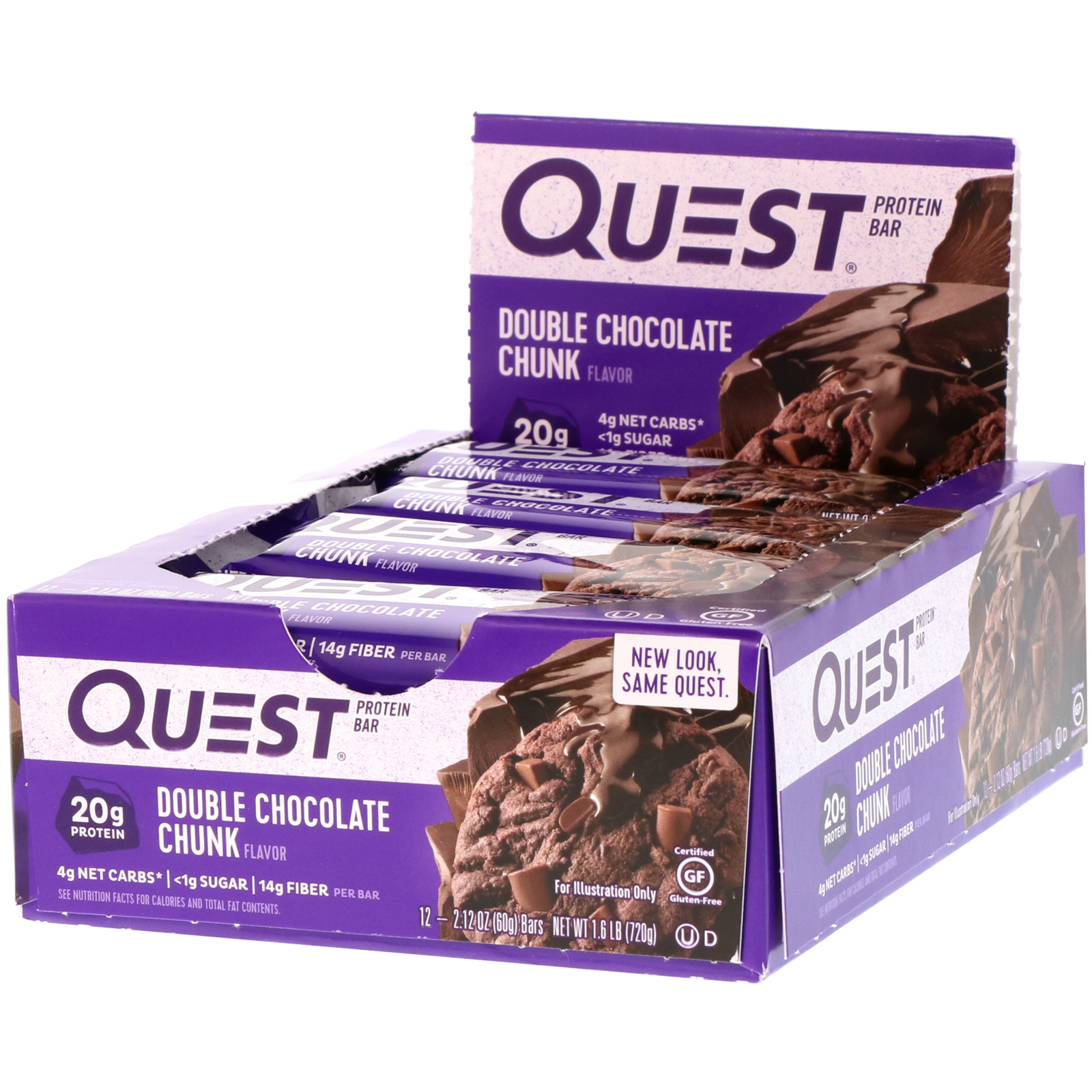 Quest Nutrition Questbar Protein Bar Double Chocolate Chunk 12 Bars 2 12 Oz 60 G Each Iherb
