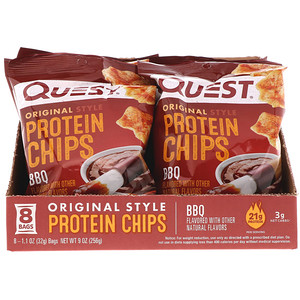 Отзывы о Квэст Нутритион, Original Style Protein Chips, BBQ, 8 Pack, 1.1 oz (32 g) Each