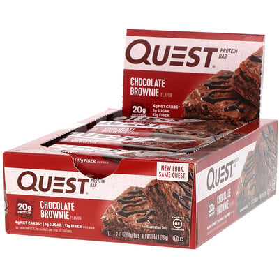 Quest Nutrition Quest Protein Bar, Chocolate Brownie, 12 Bars, 2.12 oz (60 g) Each