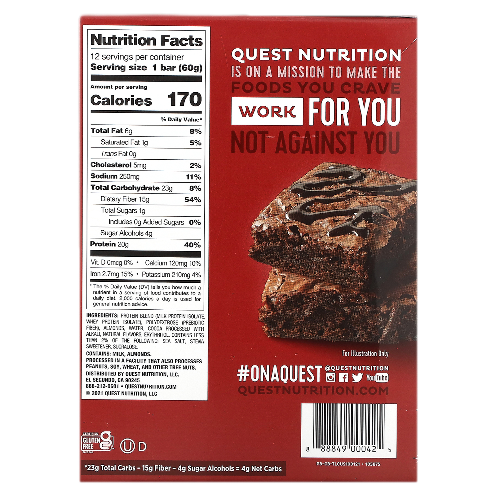 Quest Nutrition, Protein Bar, Chocolate Brownie, 12 Bars, 2.12 oz (60 g