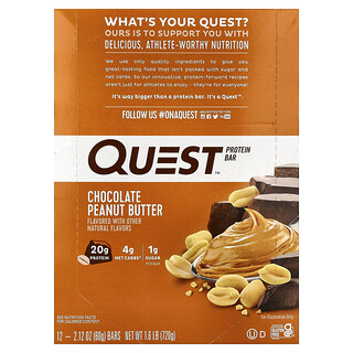 Quest Nutrition, 蛋白棒，巧克力花生醬，12 根，每根 2.12 盎司（60 克）