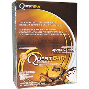 Купить Quest Nutrition, Questbar Protein Bar, Chocolate Peanut Butter, 12 Bars, 2.1 oz (60 g) Each  на IHerb