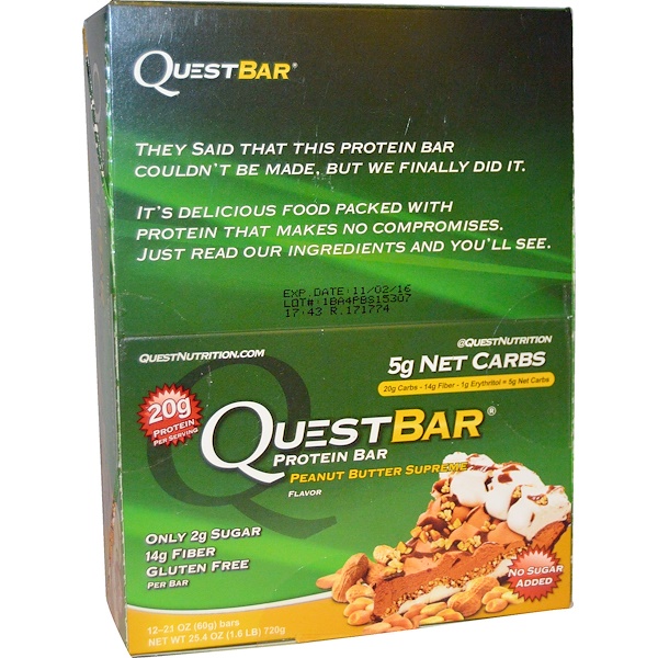 Quest Nutrition, QuestBar, Protein Bar, Peanut Butter Supreme, 12 Bars