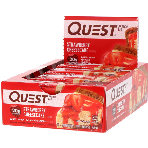 Quest Nutrition, Protein Bar, Strawberry Cheesecake, 12 Bars, 2.12 oz (60 g) Each iHerb