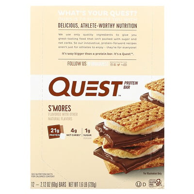

Quest Nutrition Протеиновый батончик «Печенье с зефиром», 12 батончиков, 60 г (2,12 унции) каждый