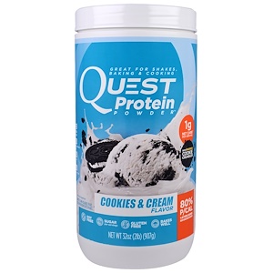 Отзывы о Квэст Нутритион, Protein Powder, Cookies & Cream, 32 oz (907 g)